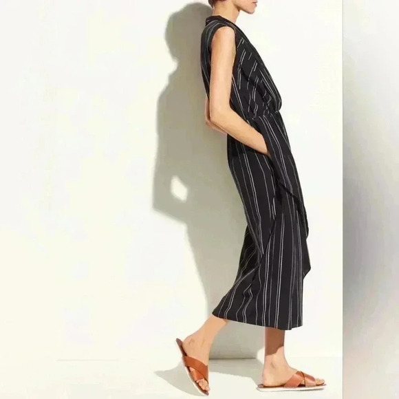 Vince - Stripe Draped Cross Front Dress in Coastal Blue Size 0 #222 - Picture 3 of 9